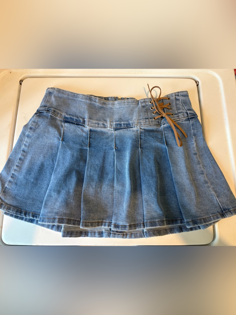 Almost Famous Light Blue Denim Mini Skirt with Zipper
